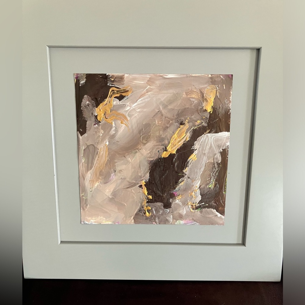 Acrylic painting framed in a cabinet door